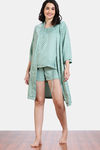 Zivame Checkered Sheen Woven Robe - Granite Green — thumbnail 4